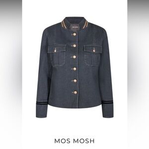 Mos Mosh Selby Galler Women's Blue Denim Blazer Jacket with Gold and brown  trim